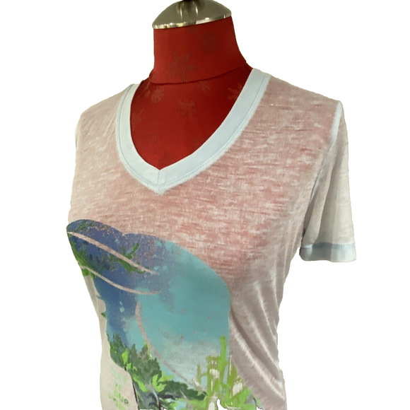 Disney Little Mermaid Slub Tee Shirt Top Size S Ariel Blue Green Short Sleeves - Picture 5 of 10